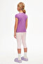 Light Purple Basic Girl's Crew Neck Watermelon Sleeve T-Shirt - 3