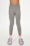 Light Gray New York Printed Embossed Girls' Winter Leggings - 2