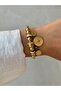 Zircon Stone Stainless Steel Quarter Bracelet - 4