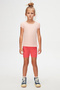 Light Pink Melange Basic Girl's Crew Neck Watermelon Sleeve T-Shirt