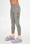 Light Gray New York Printed Embossed Girls' Winter Leggings - 3