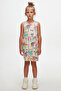 Chirping (Beige) Chirping Animals Girls' Patterned Sleeveless Dress