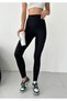 Women's Black Winter Raised Diving Fabric Gathering High Waist Leggings - 7