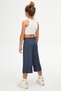 Indigo Striped Wide Leg Girls' Pants Capri - 2