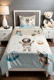 Blue Cream Starry Fun Astronaut Patterned Pique Set