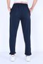 Women's Navy Blue Large Size High Waist Ribbed Winter Diver Fabric Sweatpants - 5