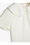 Peter Pan Collar Blouse Ruffle Detailed Short Sleeve - 3
