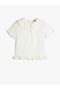 Peter Pan Collar Blouse Ruffle Detailed Short Sleeve