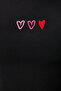 Black Knitted Crop T-Shirt - Heart Embroidery, Lmx0064 - 4