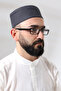 Gray Quilted Ottoman Tughra Embroidered Patterned Prayer Cap - 4