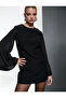 Mini Dress Long Bat Sleeve Round Neck with Sequin Sequin Embroidery Detail - 2