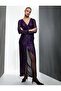 Long Evening Dress Double Breasted Sequin Sequin Embroidered Long Sleeve V-Neck Asymmetrical Cut