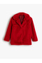 Plush Coat Long Sleeve Double Breasted Collar Snap Closure - 3
