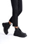 Skin High Sole Lace-Up Women's Black Short Boots Bootie - 7