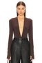 Women's Deep V-Neck Finger-Passed Jarse Bodysuit