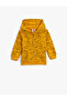 Cotton Hooded Cardigan with Printed Zipper