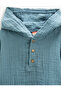 Muslin Sweatshirt Hooded Long Sleeve Buttoned Pocket - 3