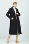 Black Belted Lined Long Coat - 4