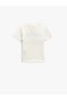 Printed Short Sleeve T-Shirt Applique Detailed Crew Neck - 2