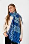 Ethnic Patterned Tasseled Blue Women's Shawl - 2