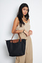 Large Size Black Tan Women's Hand and Shoulder Bag with Folding Zipper - 6