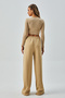 Sand Beige Wide Cut Elastic Waistband Straight-Leg Sweatpants 26237 - 4