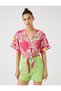 Floral Shirt Tie Front Linen Viscose Blend - 3