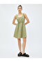 Mini Parachute Dress U Neck Gathered Waist Sleeveless - 3
