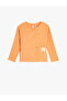 T-Shirt Long Sleeve Round Neck Pocket Detailed Ribbed