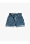 Denim Shorts with Elastic Waist and Pocket Detail, Cotton - 3