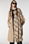 Soft Textured Tasseled Plaid Pattern Saffron Thick Shoulder Shawl Scarf - 2
