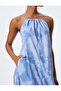 Parachute Dress Halter Neckline Gathered Hem Pocket Batik Patterned - 5