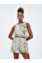 Parachute Crop Blouse Sleeveless Batik Patterned Round Neck