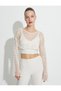 Crop Mesh Yoga T-Shirt Long Wide Sleeves Boat Neck Cotton - 3