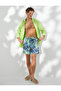 Swimsuit Shorts Leaf Printed Waist With Pockets - 2