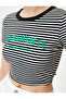 Printed Crop T-Shirt Short Sleeve Crew Neck Slim Fit Ribbed - 5
