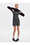 Mini Strapless Dress with Faux Leather Detail on the Collar - 2