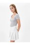 Corset Detailed T-Shirt Slim Fit Short Sleeve U Neck Cotton - 2