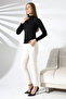 Faga Women's Soft Touch Window and Drawstring Detail Half Fisherman Long Sleeve Thermal Sweater & Blouse - Black - 3