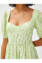 Mini Floral Dress Balloon Sleeves Sweetheart Neckline Viscose Blended - 5