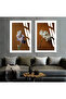 Hari̇kabi̇rev | Brown White Flower Combination 1 | Framed Glass Table 2 Pieces Vertical
