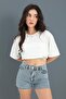 Crop Crew Neck with Pearl Detail - White