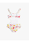 Swimsuit with Printed Ruffle Details and Window Detailing - 2