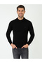 Black Slim Fit Half Turtleneck Basic Sweater 50248552-Vr046