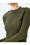 Slim Fit Metallic Thread Detailed Epaulettes Long Sleeve Lightweight Stand Collar Knitwear Sweater - 5