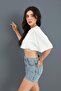 Crop Crew Neck with Pearl Detail - White - 2
