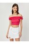 Madonna Collar Off-The-Shoulder Blouse Crop Ruffled Textured Viscose Blend - 3