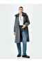 Detachable Faux Fur Collar Detailed Long Stamp Coat