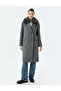 Detachable Faux Fur Collar Detailed Long Stamp Coat - 3