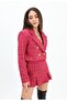 High Waist Side Zip Chanel Fabric Shorts Skirt - Plum - 5